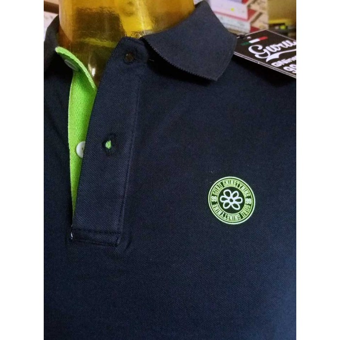 Polo uomo Guru in cotone con logo fluo frontale e stampato sul collo
