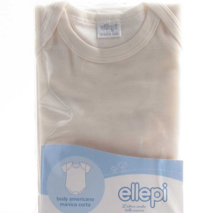 2 Body neonato bambino Ellepi manica corta americano in lana e cotone