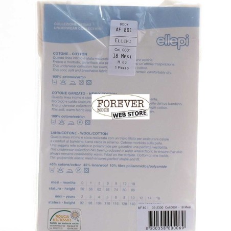 2 Body neonato bambino Ellepi manica corta americano in lana e cotone 2 Body neonato bambino Ellepi manica corta americano in lana e cotone