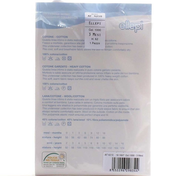 3 Body neonato bambino Ellepi manica corta incrociata in cotone felpato invernale