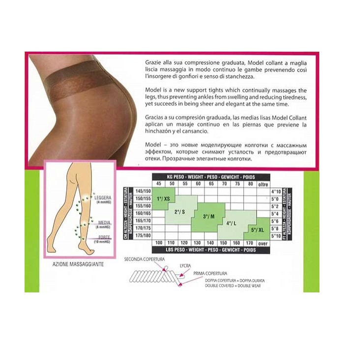 Collant donna Silca Model 70 coprente, compressione leggera mmHg 10