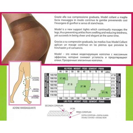 Collant donna Silca Model 70 coprente, compressione leggera mmHg 10