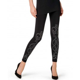 Leggings donna Matignon in microfibra con motivo stampato arabescato