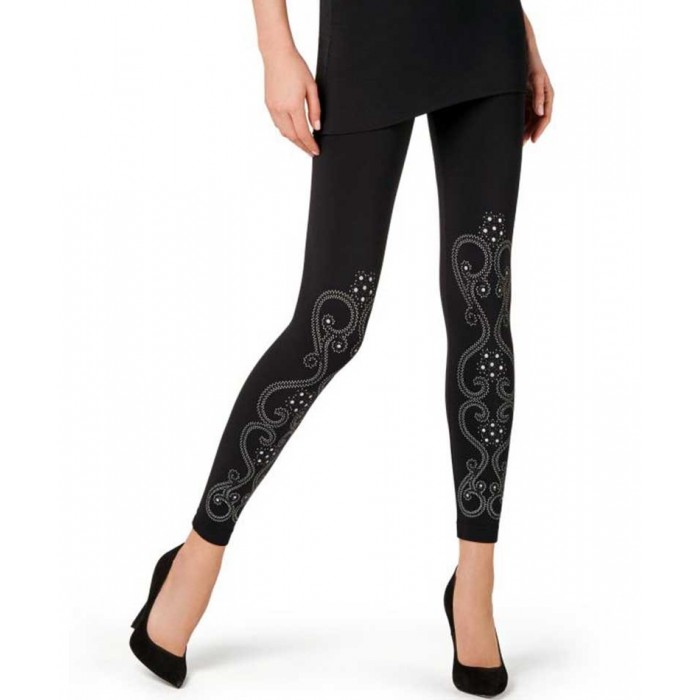 Leggings donna Matignon in microfibra con motivo stampato arabescato