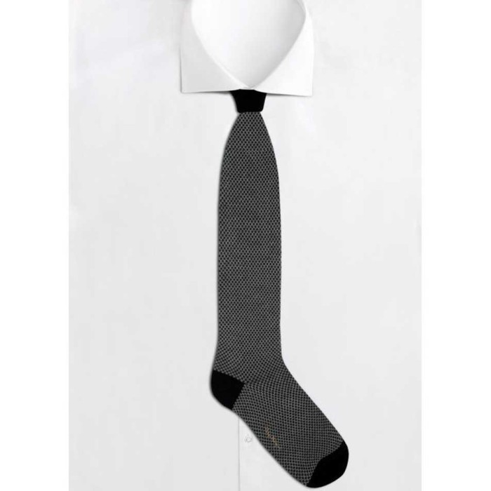 Calza uomo Matignon lunga in cotone con fantasia micro geometrica a pois