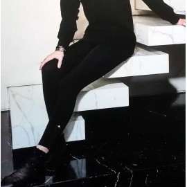 Leggings donna Matignon in microfibra con applicazione alla caviglia