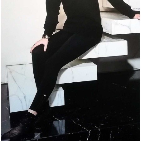 Leggings donna Matignon in microfibra con applicazione alla caviglia