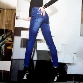 Leggings donna Matignon jeans in cotone con tasche sfrangiate e cerniera 2