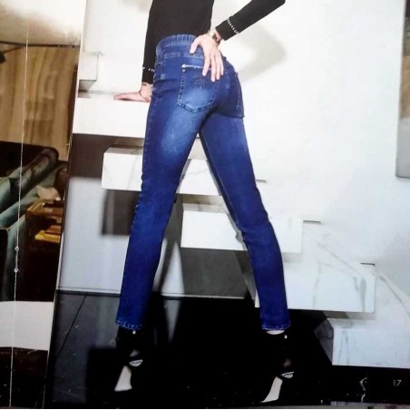 Leggings donna Matignon jeans in cotone con tasche sfrangiate e cerniera