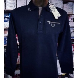 Polo uomo Be Board manica lunga in cotone con logo ricamato e taschino