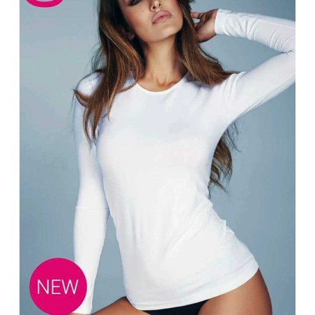 Maglia donna Jadea manica lunga a girocollo in caldo cotone felpato