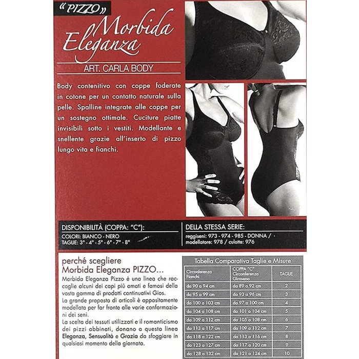 Body donna Gios contenitivo in microfibra e pizzo con sostegno medio forte
