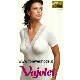 3 T-shirt donna Vajolet  inlana cotone con pizzo macramè e forma del seno