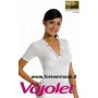 T-shirt donna Vajolet manica corta in misto lana con forma del seno e pizzo
