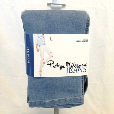 Leggings donna Matignon jeans in cotone con rotture e vere tasche dietro