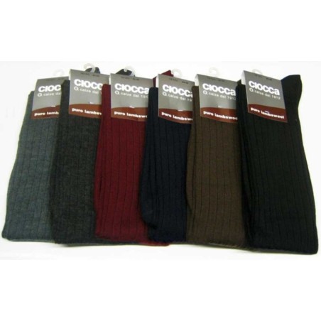 6 Paia di Calze uomo Ciocca corte peso medio in pura lana superwash a costa media