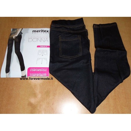 Leggings donna Meritex jeans in cotone confortevole con tasche dietro