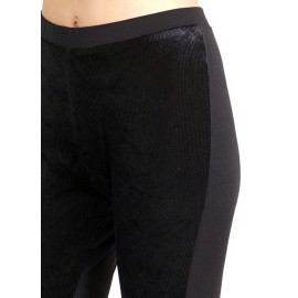 Leggings donna Pompea con velluto nero frontale e microfibra dietro