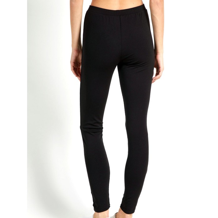 Leggings donna Pompea con velluto nero frontale e microfibra dietro