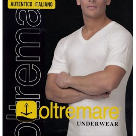 4 T-shirt uomo Oltremare manica corta con scollo V in lana e cotone