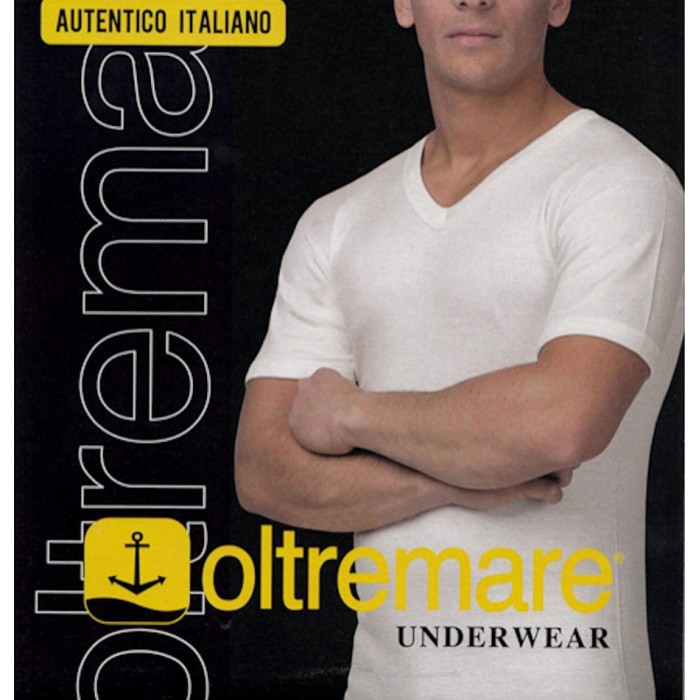 4 T-shirt uomo Oltremare manica corta con scollo V in lana e cotone