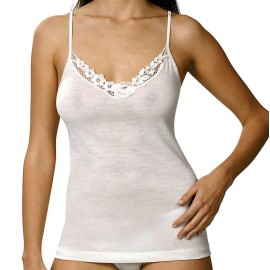 3 Canottiere donna Vajolet in misto lana spalla stretta con pizzo macramè