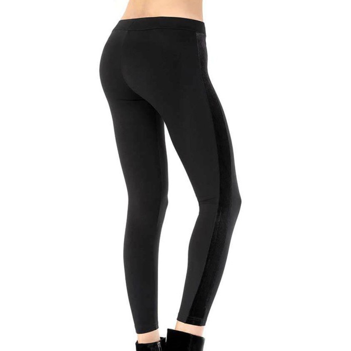 Leggings donna Meritex in cotone elasticizzato con velluto ai lati