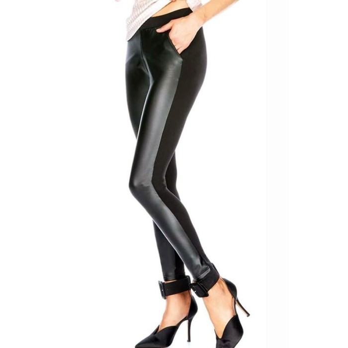 Leggings donna Meritex in Ecopelle con interno in calda felpa termica