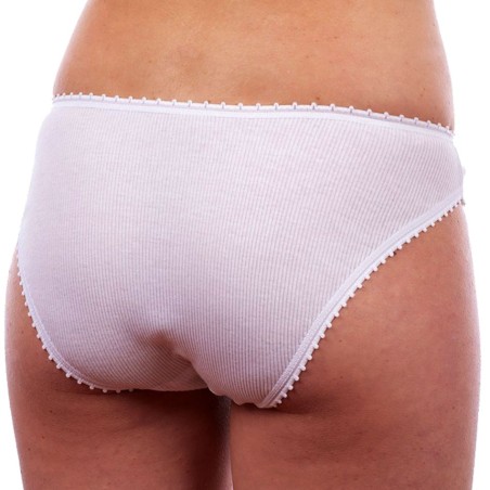 3 Slip donna Lajole sgambate in cotone elasticizzato a costina con fiocchetto