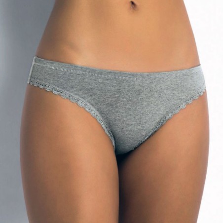 Slip brasiliana donna SieLei in cotone elasticizzato con profili in pizzo