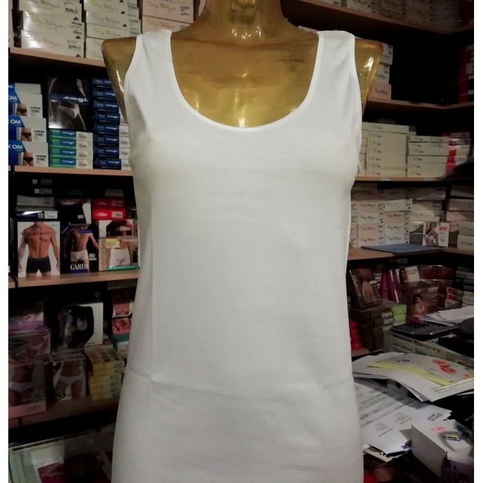 3 Canottiere donna Trevi spalla larga in cotone filo scozia con profilo in raso