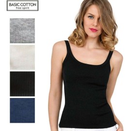 Canottiera donna Egi Free Spirit a spalla stretta in jersey di cotone a costine