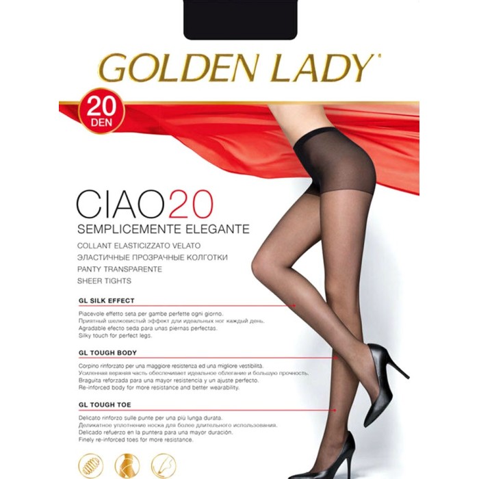 5 Collant donna Golden Lady Ciao 20 in lycra velata ed elasticizzata
