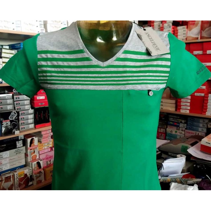 T-shirt uomo Angel Devil manica corta scollo V con stampa rete e aquila