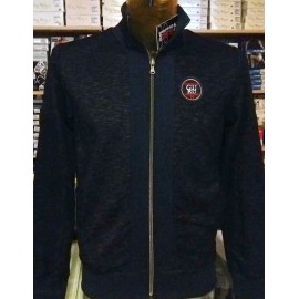 Felpa uomo Guru aperta in tessuto melange con logo cucito e tasche