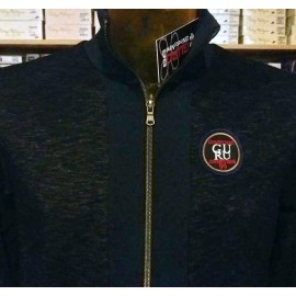Felpa uomo Guru aperta in tessuto melange con logo cucito e tasche 2