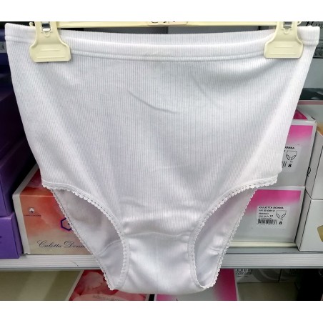 12 Culotte donna Acquablu alte in cotone a costine con giro gamba in pizzo