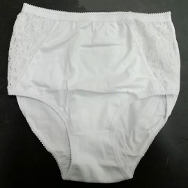 12 Culotte donna GM alte in puro cotone liscio con inserti di pizzo