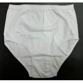 12 Culotte donna GM alte in puro cotone liscio con profili smerlati