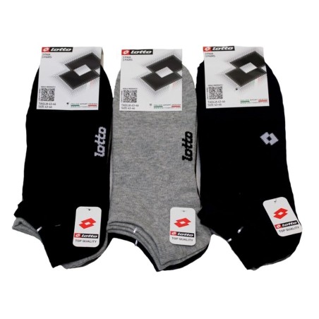 3 Paia Calze uomo Lotto salva piede corte in cotone elasticizzato con logo
