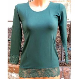 Maxi maglia donna Tramonte sottogiacca manica lunga in micromodal e pizzo