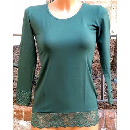 Maxi maglia donna Tramonte sottogiacca manica lunga in micromodal e pizzo