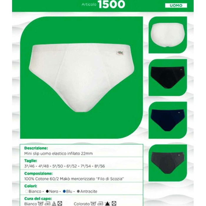 6 Slip uomo Ciellegi midi in filo scozia con elastico interno e logo