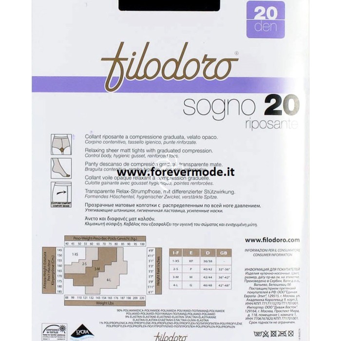 3 Collant donna Filodoro Sogno20 riposante compressione graduata