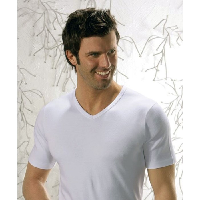 T-shirt uomo Club88 manica corta con scollo a V in caldo cotone felpato