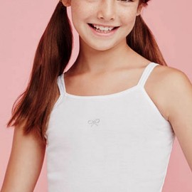 3 Canottiere da bambina Ellepi spalla stretta in cotone con ricamo strass