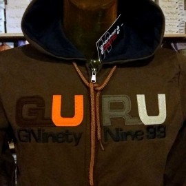 Felpa uomo Guru aperta con logo ricamato e tasche con bordi in contrasto 2