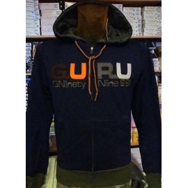 Felpa uomo Guru aperta con logo ricamato e tasche con bordi in contrasto
