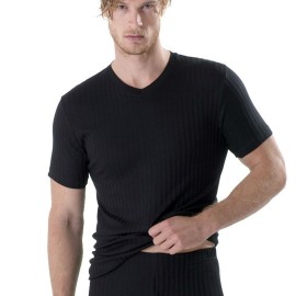 T-shirt uomo Gicipi manica corta con scollo V in filoscozia tessuto scarto ago