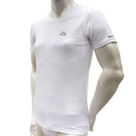 3 T-shirt uomo Kappa manica corta con scollo a V in cotone elasticizzato